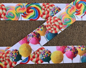 3 yards 1" Lollipop Ribbon Cake Pops ribbon Candy Land Ribbon Cake Printed Ribbon Ice Cream Ribbon Lollipop party decor Ribbon for hair bows