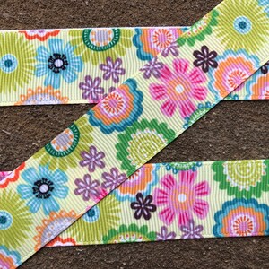 3 yards 1&quot; Flower ribbon Spring Flowers Ribbon Grosgrain Printed Ribbon for Hair Bows Ribbon with flowers green ribbon with flowers