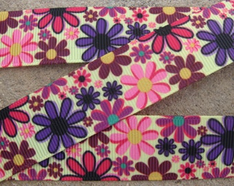 3 yards 7/8" Summer flower Fall flower ribbon Colorful flowers garden flowers ribbon hair bow ribbon fall decoration ribbon free shipping
