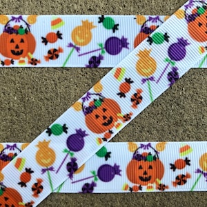 3 yards 7/8" Halloween ribbon Orange Pumpkin basket Ribbon fall Ribbon Printed Ribbon Hair Bow Ribbon Halloween candy ribbon free ship 35