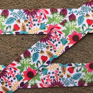 3 yards 7/8&quot; ribbon with Flowers Grosgrain Printed Ribbon Hair Bow Ribbon flower ribbon Mother&#39;s Day ribbon free shipping over 35