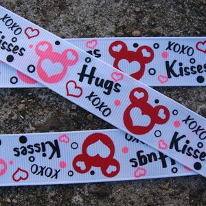 3 yards Minnie Mouse Grosgrain Printed Ribbon 7/8&quot; Valentine Minnie Mouse Ribbon Red and pink Minnie Mouse ribbon