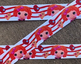 3 yardas 7/8" naranja Lalaloopsy cinta Lalaloopsy muñeca impresa cinta rosa y naranja Lalaloopsy cinta con pájaros pelo arco cinta con muñecas