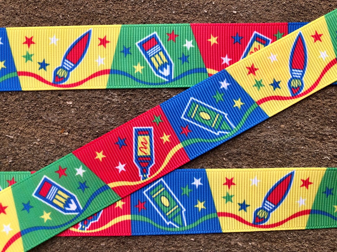 Pictionary Ribbon Crayon Print Ribbon, School Craft Ribbon - 1 Inch, 3 Yards - Etsy