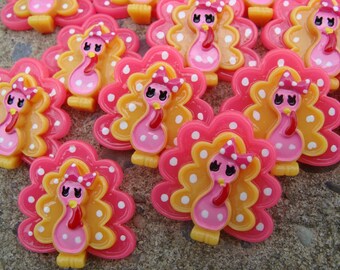 2 Pink Turkey Resins Thanksgiving Hair Bow Resins Turkey Resin