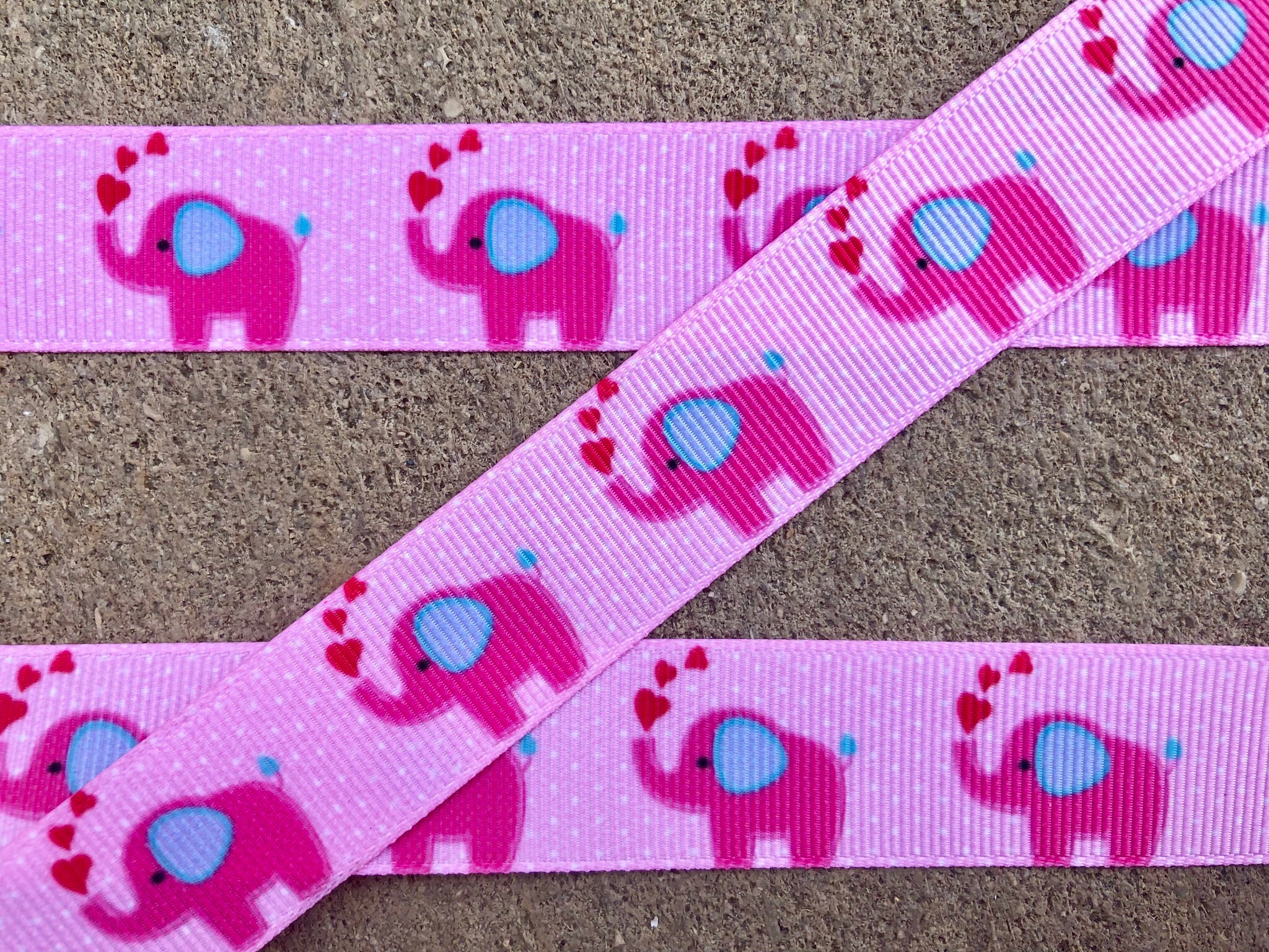 Pink Elephant Ribbon 3 Yards 7/8