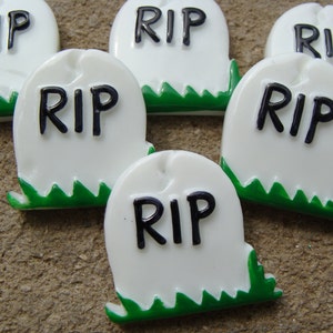 2 RIP Tombstone Grave For Halloween Party Resin Flatbacks Flat Back Scrapbooking Hair Bow Center Halloween Resins image 1