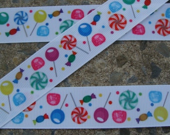 lollipop printed ribbon 3 yards Candy Printed Ribbon 7/8" hair bow ribbon birthday ribbon