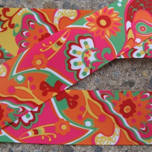 3 yards Summer Flowers Ribbon Grosgrain Printed Ribbon 1 1/2&quot; inch Hair Bow Ribbon