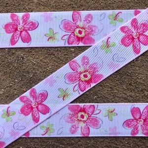 3 yards 7/8&quot; Mothers Day ribbon Daisy ribbon Summer Flowers Ribbon Grosgrain Printed Ribbon white flowers Hair Bow Ribbon free shipping