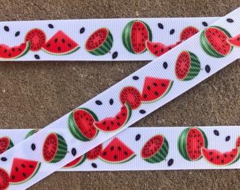 3 yards 7/8" Watermelon Ribbon Red and Green Grosgrain Ribbon Hair Bow Supplies red and green watermelon ribbon summer ribbon fruits ribbon