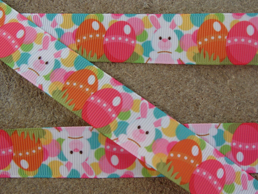 Easter Ribbon Easter Lignt Pink Bunny Ribbon Printed Ribbon Easter ...