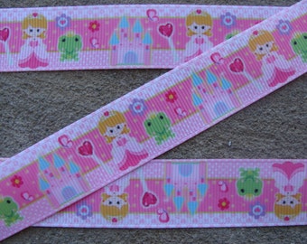 3 yard Princess Ribbon Princess Printed Ribbon 7/8" ribbon princess and a frog ribbon Hair Bow Ribbon craft supplies