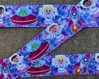 3 yards 1" Space ribbon Astronauts ribbon Grosgrain Ribbon Aliens ribbon Planet ribbon Hair Bows Ribbon boys ribbon party decor ribbon