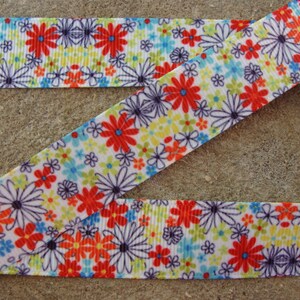 3 yards 7/8&quot; Grosgrain ribbon with flowers  Summer flowers ribbon Spring Flowers Ribbon Multi color Flowers Hair Bow Ribbon free shipping