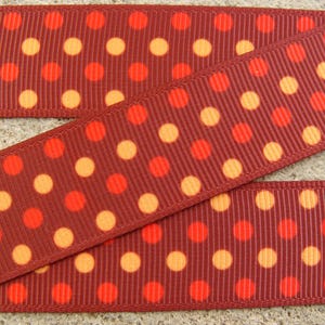 3 yards Dots Grosgrain Ribbon Fall Dots Ribbon Brown Printed Ribbon 7/8&quot; Fall ribbon Dots Hair Bow Ribbon Holiday ribbon