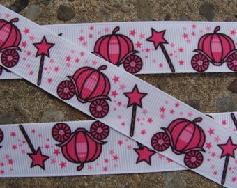 Princess Carriage Ribbon Princess Printed Ribbon Grosgrain Ribbon 7/8" 3 yards hair bow ribbon hair bow supplies