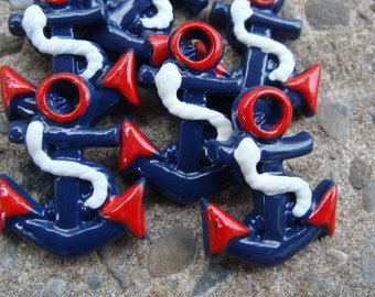 2 Anchor Resins Navy and red Resin Hair Bow Resins Cruise resins vacation resin boys resin girls resin