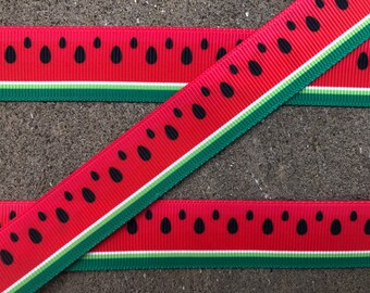 3 yards 7/8" Watermelon Ribbon Red watermelon grosgrain ribbon Summer Fruit ribbon hair bow printed ribbon Watermelon Party decor ribbon