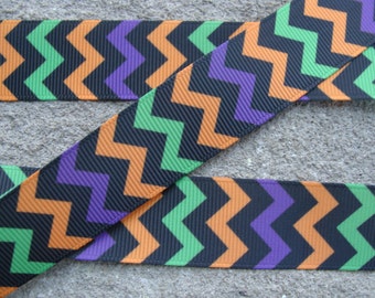 3 yards 7/8" Chevron Ribbon Halloween chevron ribbon Fall zigzag ribbon black green purple chevron ribbon for hair bows party decor ribbon