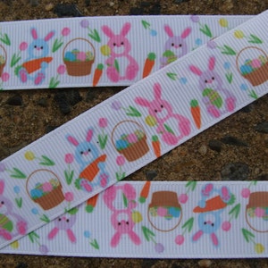 Easter Ribbon Easter Color Bunny Printed Ribbon Easter Color Eggs 7/8" 3 yards Hair bow ribbon