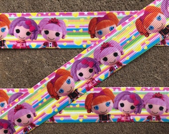 3 yards 1" ribbon with Lalaloopsy doll Printed Ribbon with dolls Pink and Orange Lalaloopsy Ribbon hair Bow ribbon party decorations crafts