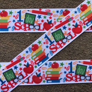 4 yards 7/8" Back to School Ribbon School ribbon Printed Ribbon 1st day of school ribbon by the yard grosgrain ribbon free shipping