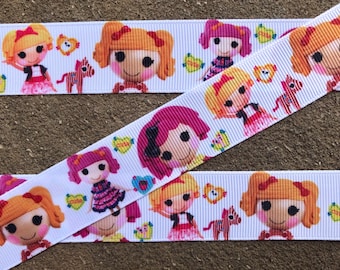 3 yards 1" Lalaloopsy Ribbon Printed Ribbon Hair Bow Ribbon Hair Bow Supplies Pink Lalaloopsy Yellow Lalaloopsy Doll ribbon free shipping