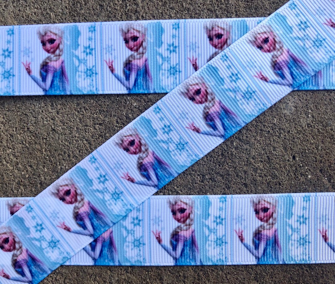 3 Yards 1" Printed Ribbon With Elsa Princess Frozen Ribbon Snowflake ...