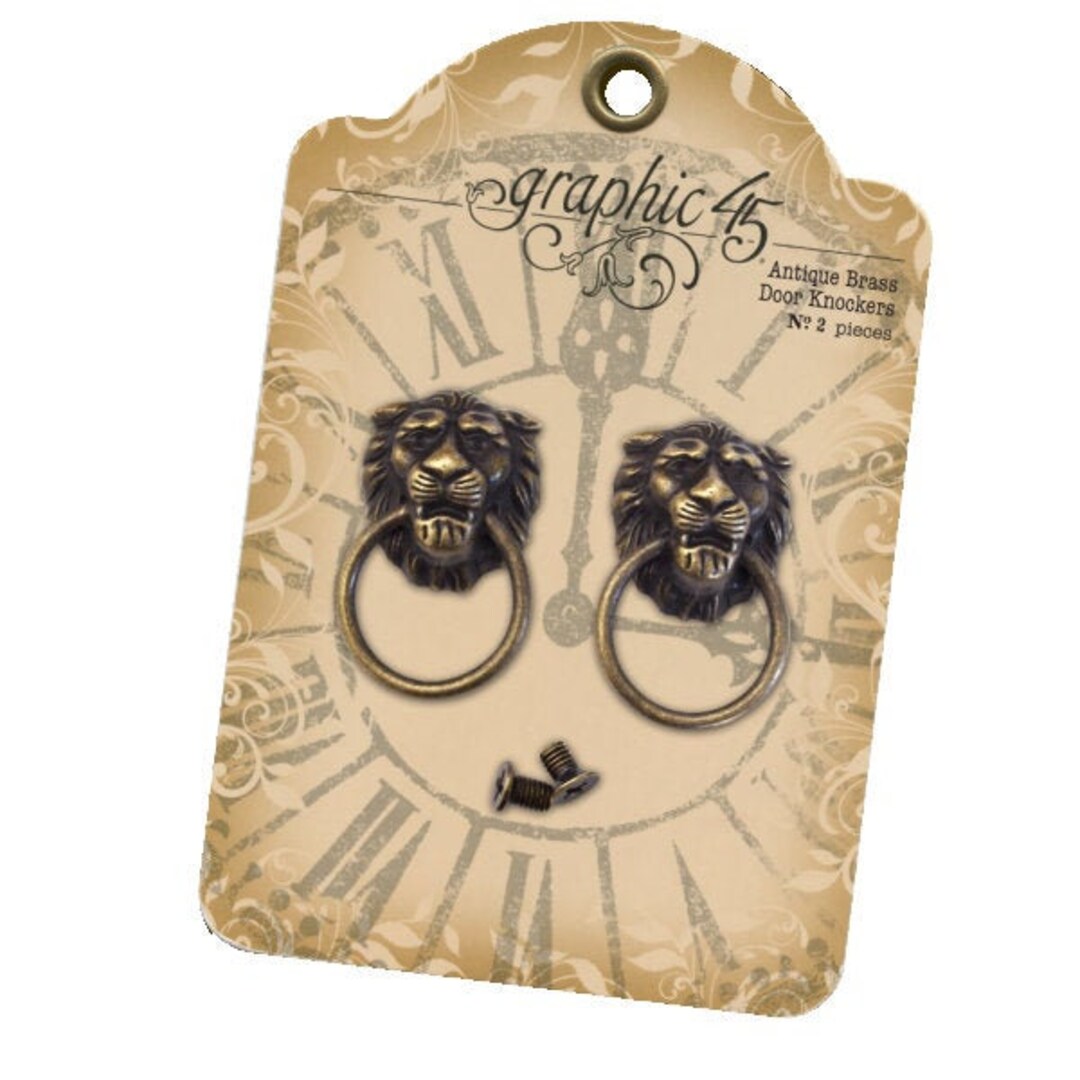 Lion Head Door Knockers Antique Brass Graphic 45 4501028 - Etsy