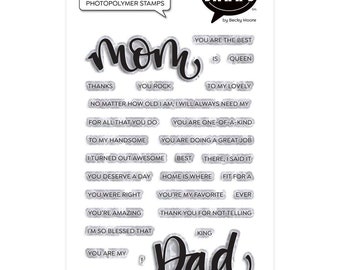 Mom/Dad Stamps - Say It With Stamps - Becky Moore - PhotoPlay - Clearance