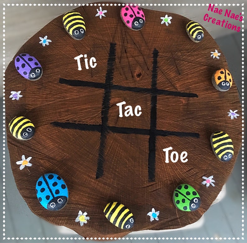 Tic Tac Toe Lady Bug &amp; Bumble Bee Rocks | Etsy