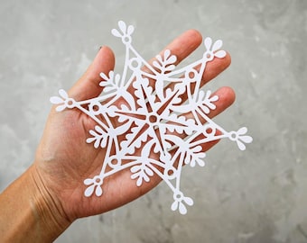 Copos de nieve de papel grandes: para hacer tarjetas navideñas y envolver regalos (juego de 5)