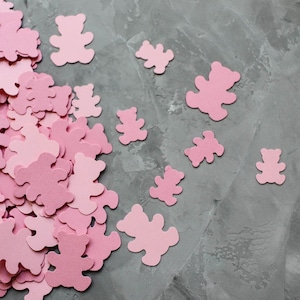 Confettis roses pour douche de bébé fille - Grand paquet de dispersions de table d'ours pour la fête de révélation de sexe - décoration d'anniversaire rose décor d'ours en peluche