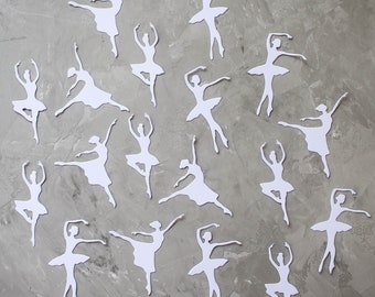Ballerina Die Cuts: White Paper Dancer Silhouettes - Scrapbooking, Cardmaking (Set of 18)