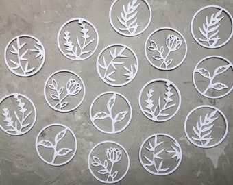 Leaf Die Cut Shapes: White Paper Plants, Scrapbook Embellishments (Set of 15)