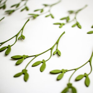 Branche de gui découpée - Décoration de carte de Noël - Embellissements de feuilles vertes pour scrapbooking - Fournitures de fabrication de cartes - Emballage cadeau pour album de mariage
