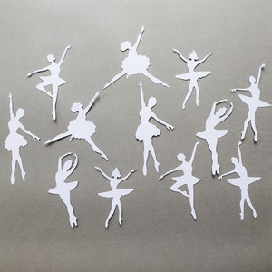 Fustelle di ballerine di danza classica per scrapbooking di lezioni di danza - Set di 12 ballerine ritagliate in carta bianca - Silhouette di ballerine di danza classica classica ed elegante