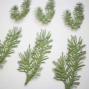 Cortes de pinho - Enfeites de folhas verdes para scrapbooking - Suprimentos para fazer cartões de Natal - Decoração para álbuns de casamento - Galho de pinheiro de papel