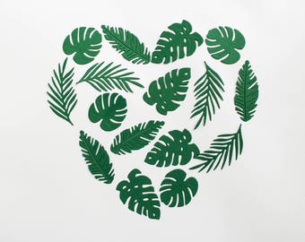 Tropical leaves die cuts - Paper leaves - green scrapbooking decor - wedding album decor - diecut palm monstera floral card making supplies