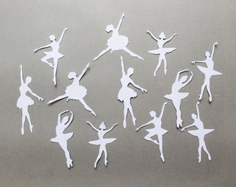White Ballet Dancer Die Cuts: Scrapbook Paper Ballerinas (Set of 12)
