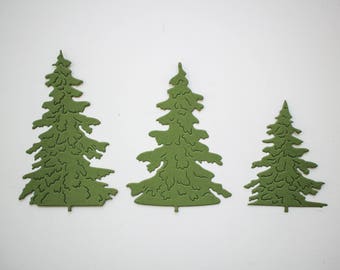 Cortes de troquel de árbol de Navidad - decoración de scrapbooking de árboles verdes - tarjeta de Navidad haciendo suministros - decoración del álbum de invierno adorno de pino de papel