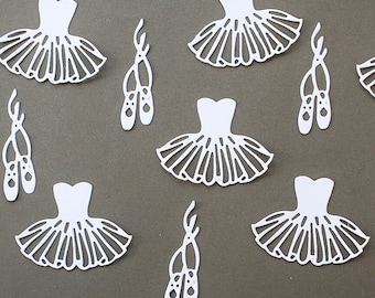 Ballet Tutu & Pointe Shoe Die Cuts: White Paper Ballerinas, Set of 12