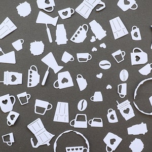 Troqueles de café para planificador - seguimiento de hábitos mini tazas, tazas y ollas de café recortadas - tarjeta de regalo amante del café - decoración de formas de papel para hacer tarjetas