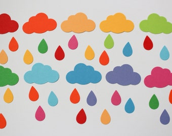 Rainbow Raindrop Confetti: Baby Shower Table Decor, Scrapbooking Paper Punch