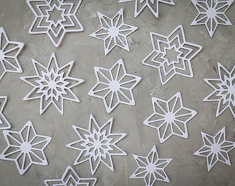 Christmas stars die cuts - white paper star card making supplies - kids crafts snowflake embellishments Gift wrapping Winter home decor