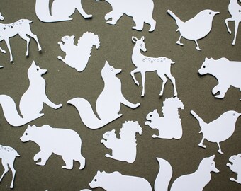 White Forest Animal Die Cuts: Woodland Wedding & Baby Album Decor