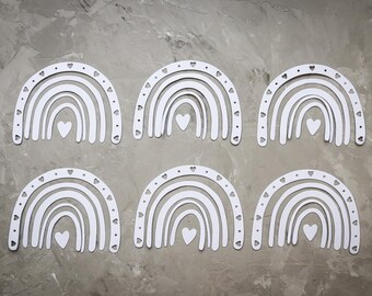 Boho Rainbow Die Cut Shapes: Pastel Neutral Paper, Baby Shower Decor - 6/Set
