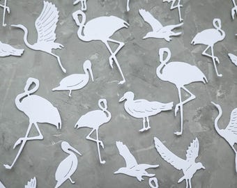 White Bird Die Cuts: Flamingo, Crane, Seagull - Scrapbook Embellishments (32 Pieces)