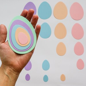 Moldes de papel em formato de ovo de Páscoa para artesanato em quarentena - decoração de primavera com ovos em tons pastéis ou materiais para fazer cartões - Ovos para scrapbooking - educação domiciliar para crianças